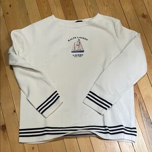Ralph Lauren White Sweater with Navy Accents